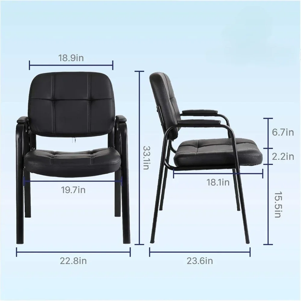 Waiting Room Guest Chair with Bonded Leather Padded Arm Rest for Office Reception and Conference Desk 4 Pack Waiting Chairs