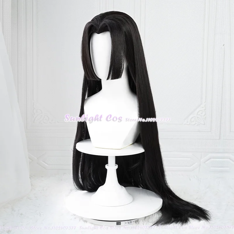 Wig Cosplay wanita Boa panjang 100cm Wig Anime Boa Hancock Wig hitam Wig pesta rambut sintetis tahan panas + topi Wig