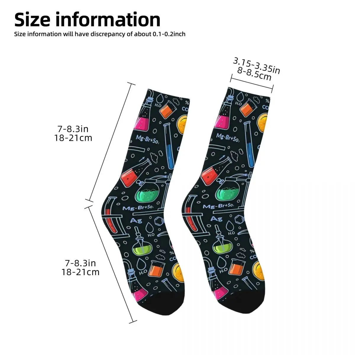 Chemistr Scientific Designs Men\'s Socks Science Chemistry Pattern Unisex Street Style Pattern Printed Funny Crew Sock Gift