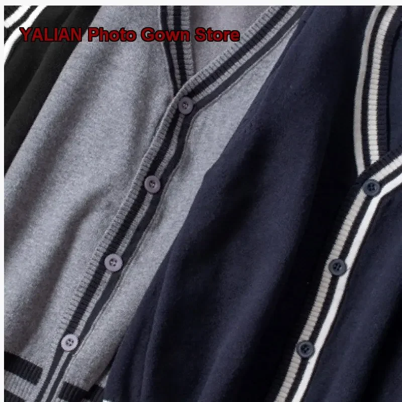 Girls V-Neck Knit Cardigan College Style Jacket for Middle School Students in Fall Kids Older Kids