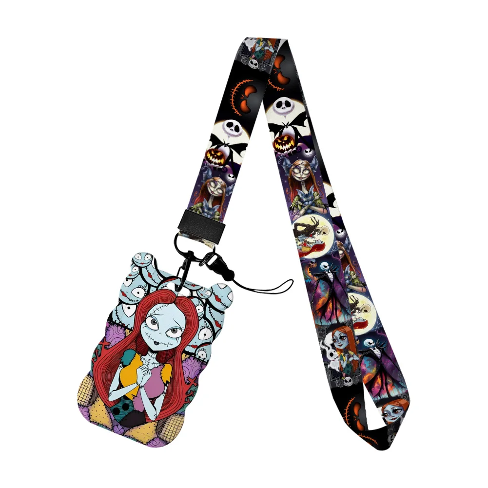 حامل بطاقة العمل كابوس جاك سالي شارة اسم عيد الميلاد مع سلاسل المفاتيح ملحقات حامل بطاقة الهوية الطالب