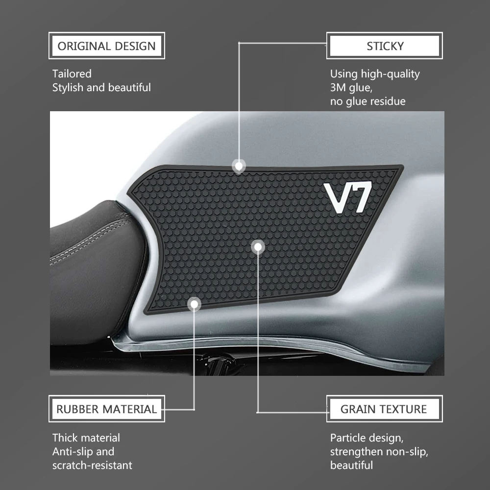 For MOTO GUZZI V7 III 850 Special 2021 - 2023 Motorcycle Non-slip Side Fuel Tank Stickers Waterproof Pad Rubber Sticker