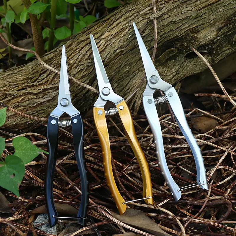 Pointed Pruning Shears Garden Fruit Picking Shears Flower Pruning Tool Stainless Steel Sawtooth Fruit Tree Rough Branch Shears