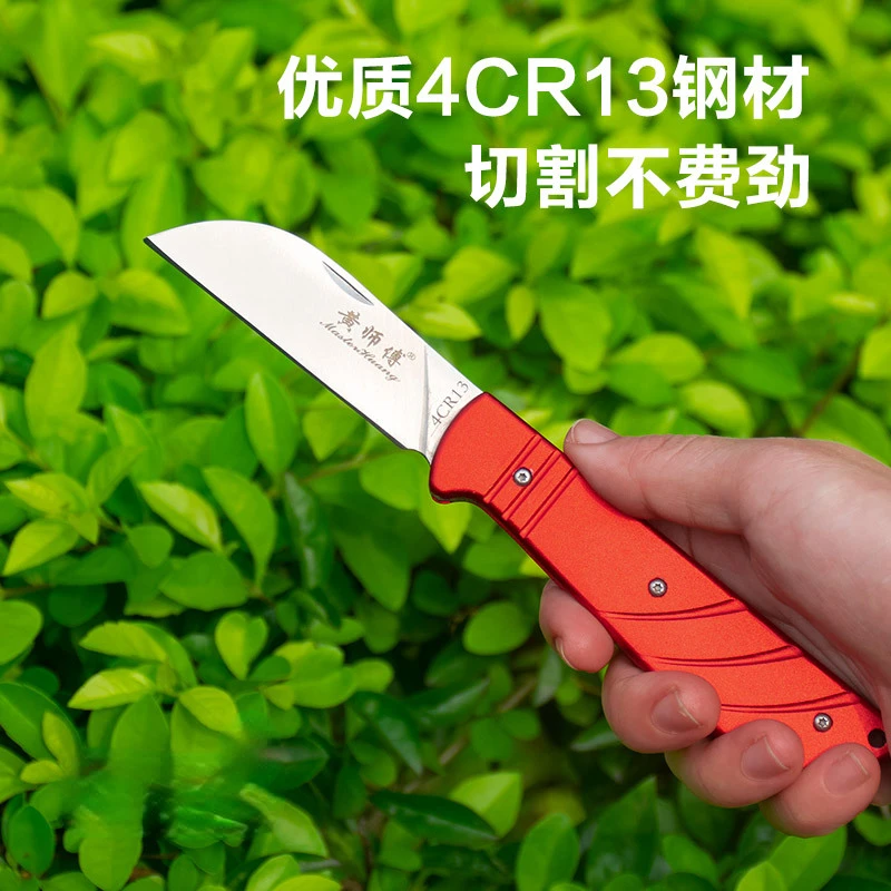 Cuchillo de injerto profesional plegable, herramienta multifuncional para exteriores, plántulas de árboles frutales en cisión de plantas, doble filo