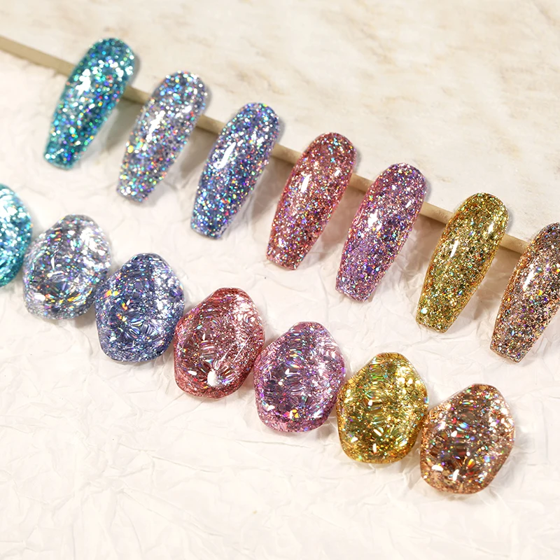 UR SUGAR 7.5 مللي بريق الوردي الترتر هلام طلاء الأظافر شبه دائم نقع قبالة UV LED مسمار الفن ورنيش هلام DIY بها بنفسك مانيكير #4