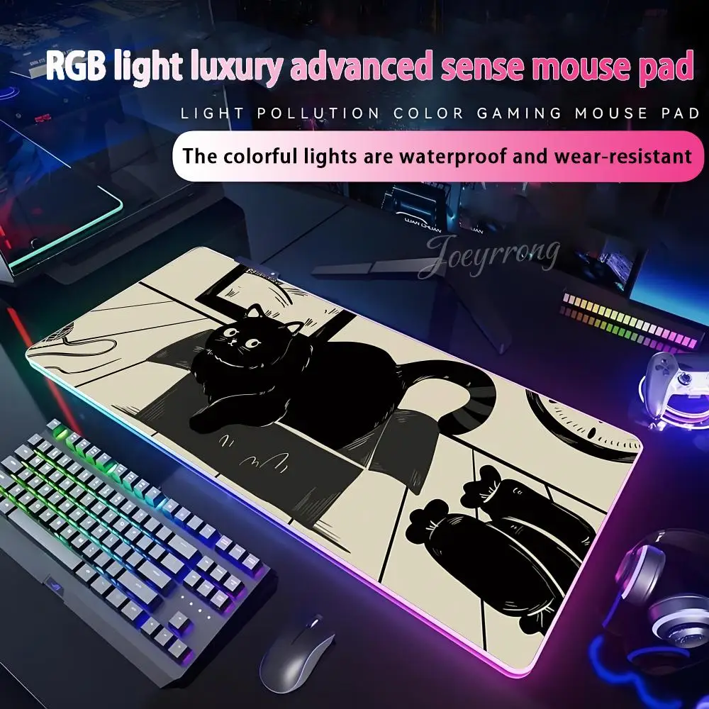 

Коврик для мыши с милым мультяшным котом для FPS eSports RGB, расширенная игровая клавиатура, светодиодные коврики, большие 1000x500 мм XXL Gamer