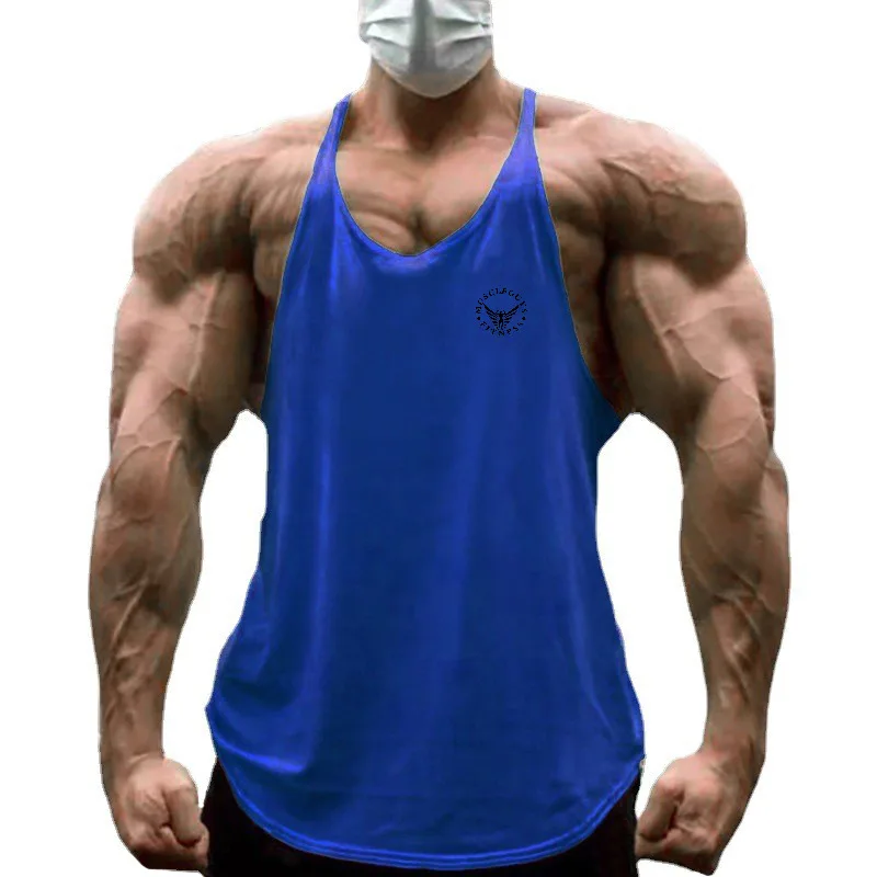 Men's Quick Dry Running Vests Racerback Workout Tank Top Breathable Sleeveless Gym Shirt For Fitness Training Summer