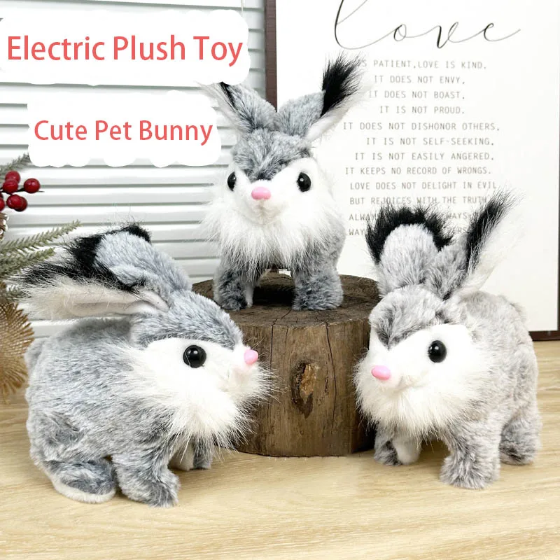 Giocattolo di peluche elettrico per bambini Simulazione Animale domestico Coniglietto di peluche La camminerà chiamano Scuotendo le orecchie Simpatico coniglietto Giocattolo strisciante per l'apprendimento del bambino