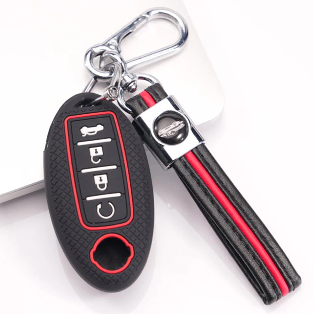 Key Fob Case With Lanyard For Nissan Qashqai X Trail T32 T31 Juke J10 J11 Kicks Tiida Micra Altima Pathfinder Note Murano