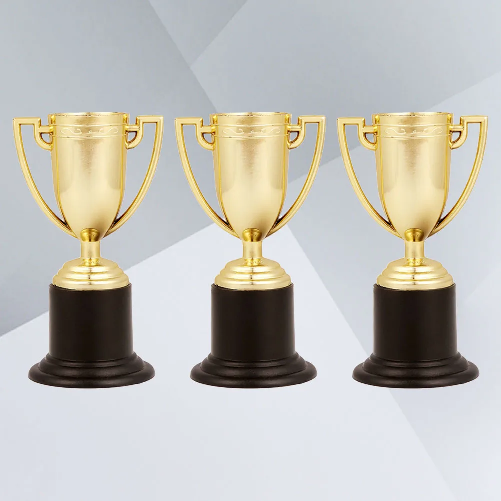 

3Pcs Golden Trophy Plastic Award Durable Sports Prizes for Competitions and Celebrations Plastic Award Trophy