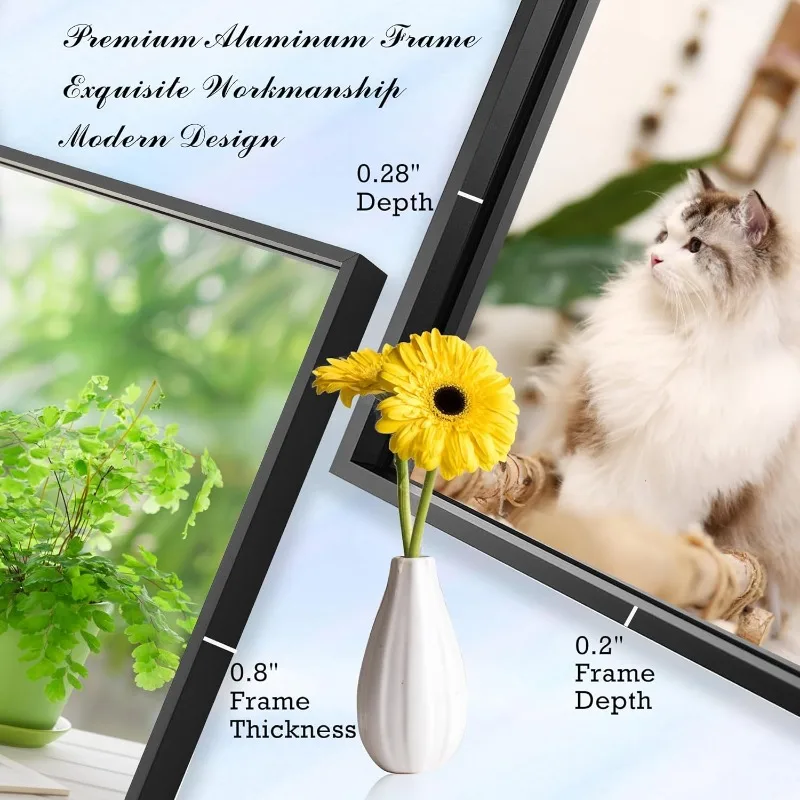 مرآة حمام سوداء مقاس 30 × 36 بوصة للجدار، مرآة زينة مستطيلة بإطار من الألومنيوم، حديثة كبيرة لغرفة النوم والمعيشة