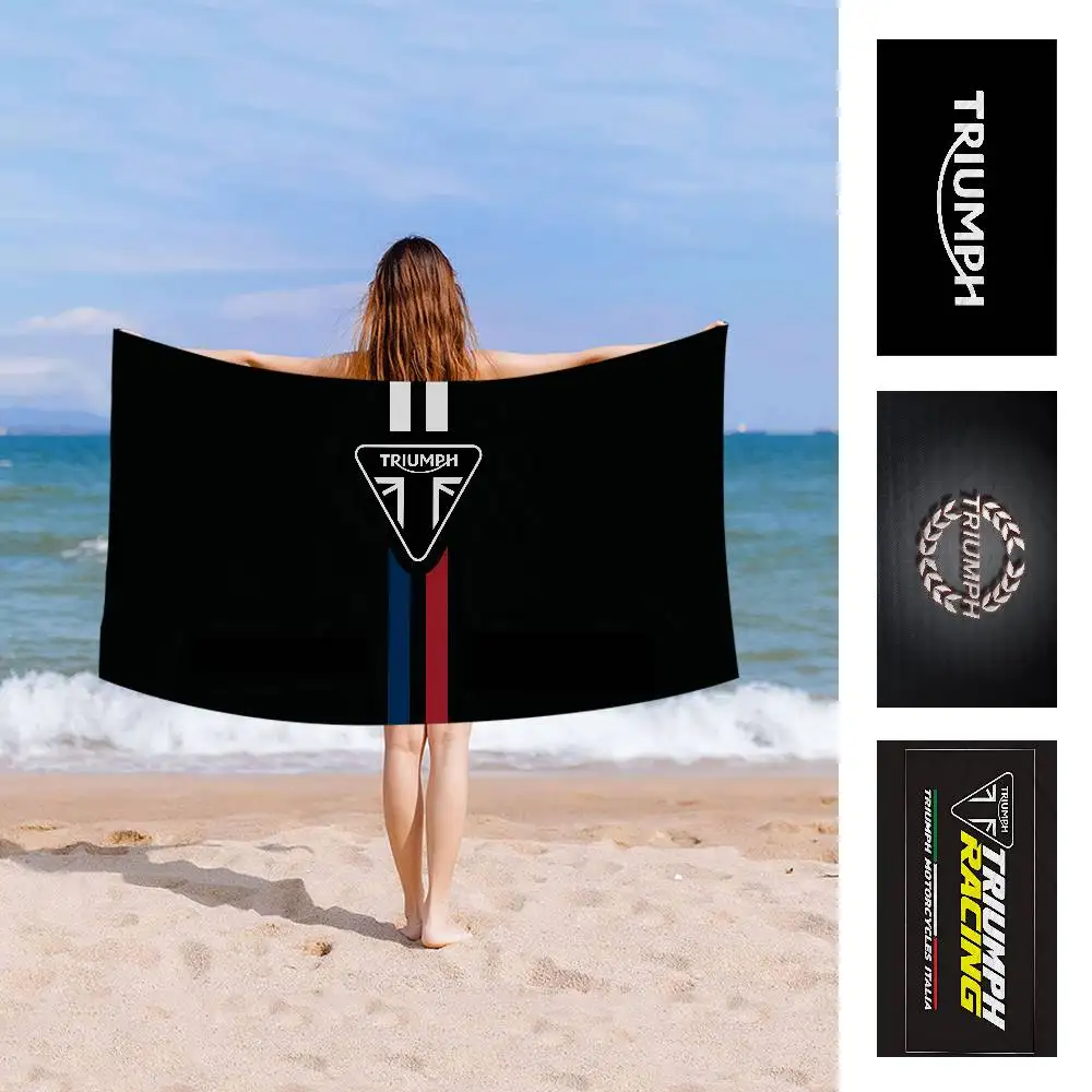 T-Triumph Motorcycle Logo Microfiber Blanket Quick Drying Beach Towels Oversized Printing Super Absorbent Pool Towel Blanket