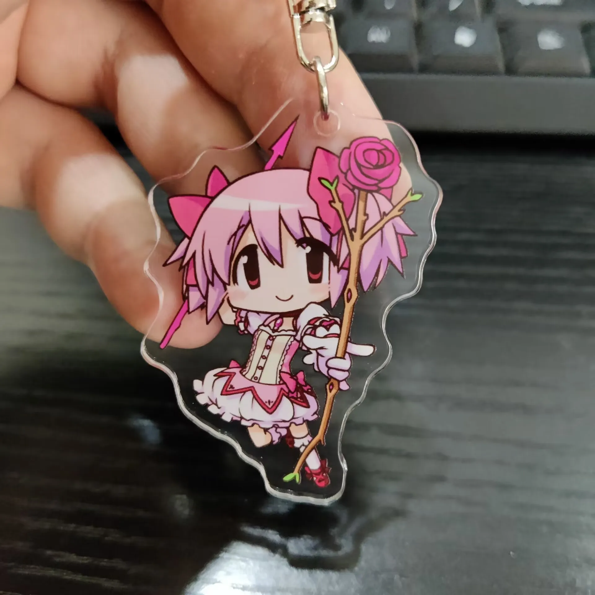 Anime Puella Magi Madoka Magica Figures Kaname Madoka Akemi Homura Acrylic Keychain Tomoe Mami Cute Pendant Decor Toy Fans Gift