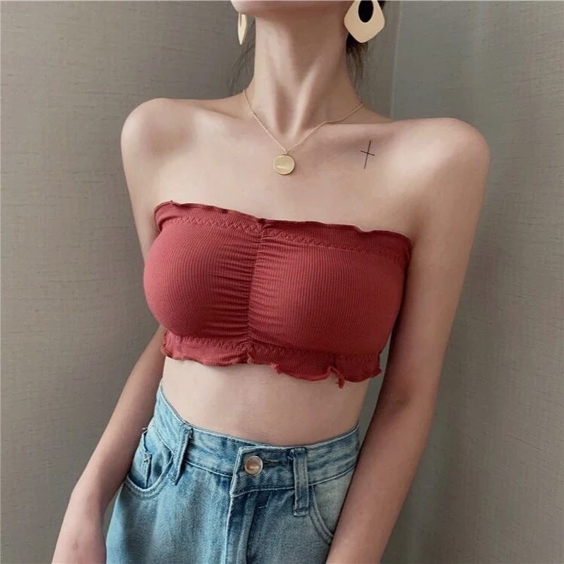 2024 New Seamless Women Tube Tops Strapless Sexy Bra Crop Top Back Closure Bandeau Top Underwear Female Strapless Bra Wrap Top