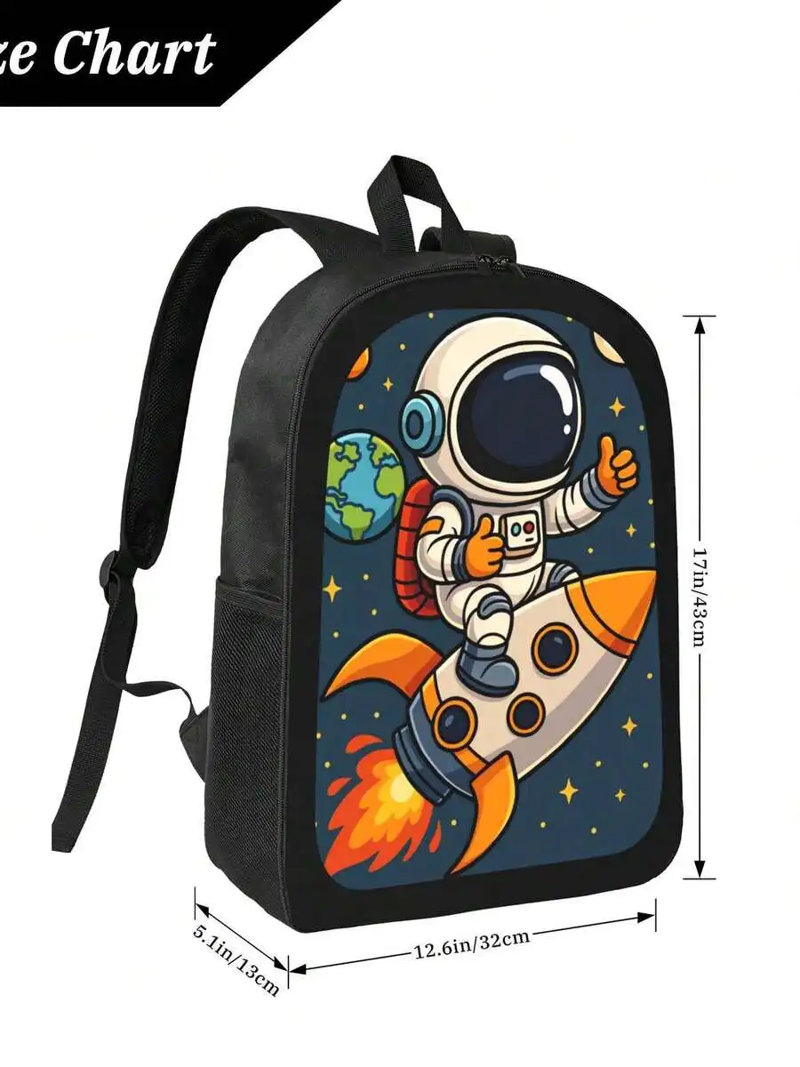 

Astronaut Rocket Space Backpack Lightweight Daily Use Adjustable Straps Zipper Closure For Travel Camping