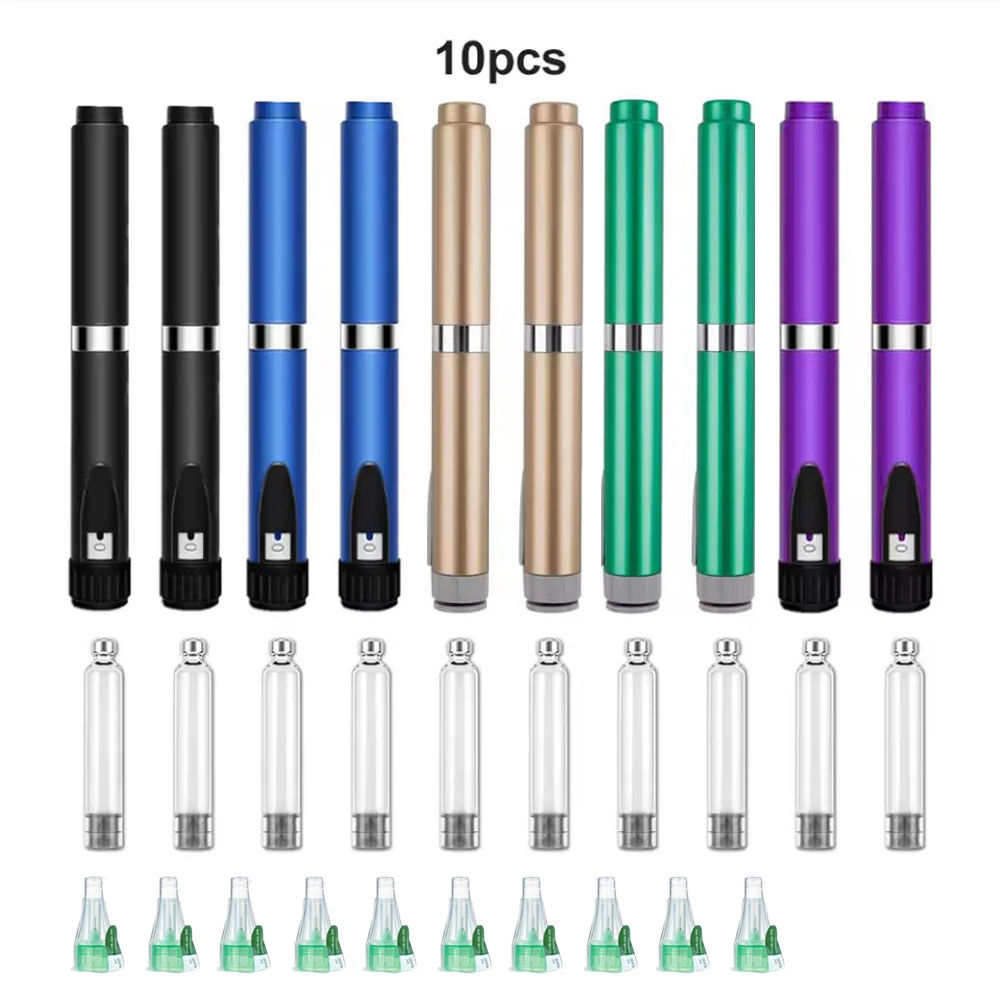 10PCS 60U Reusable Peptide Pens Injector Kit with 3ml Cartridges & 4/6/8mm Pen Tips, Injection Pens with Adjustable Dose Dial
