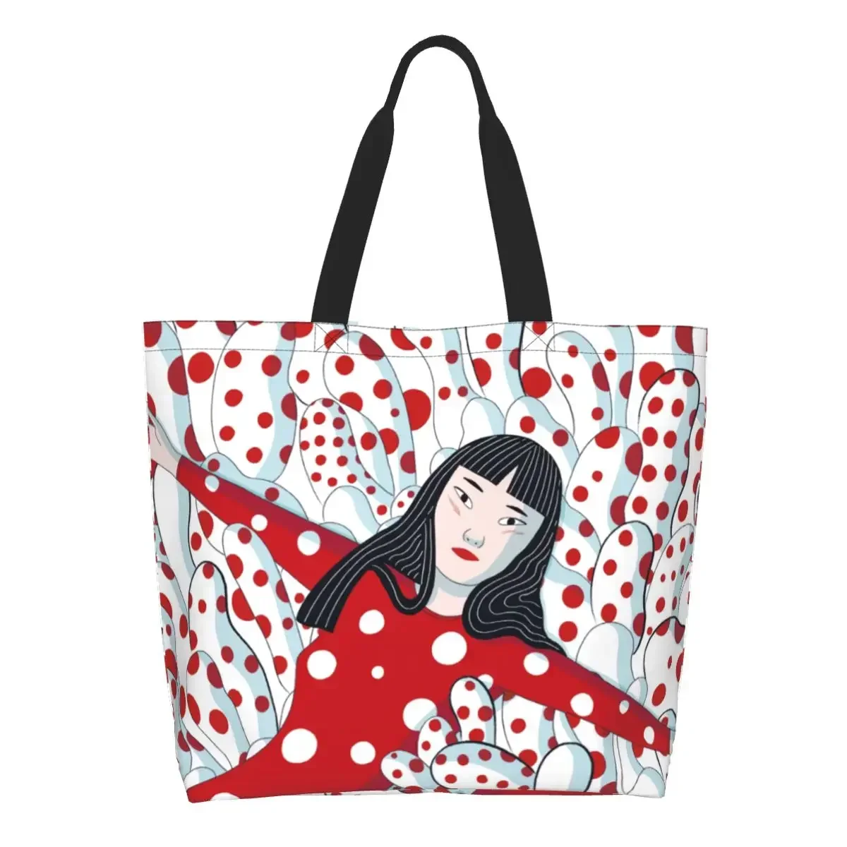 Fashion Printing Yayoi Kusama Abstract Art Shopping Tote Bags Portable Canvas Shopper Shoulder Handbag