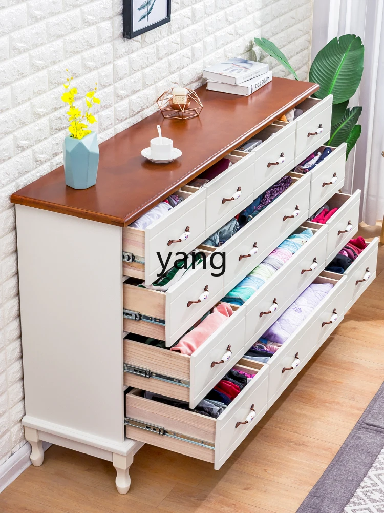 Yjq Solid Wood Chest of Drawers Storage Small Apartment Living Room Storage Bedroom and Household Chest of Drawers