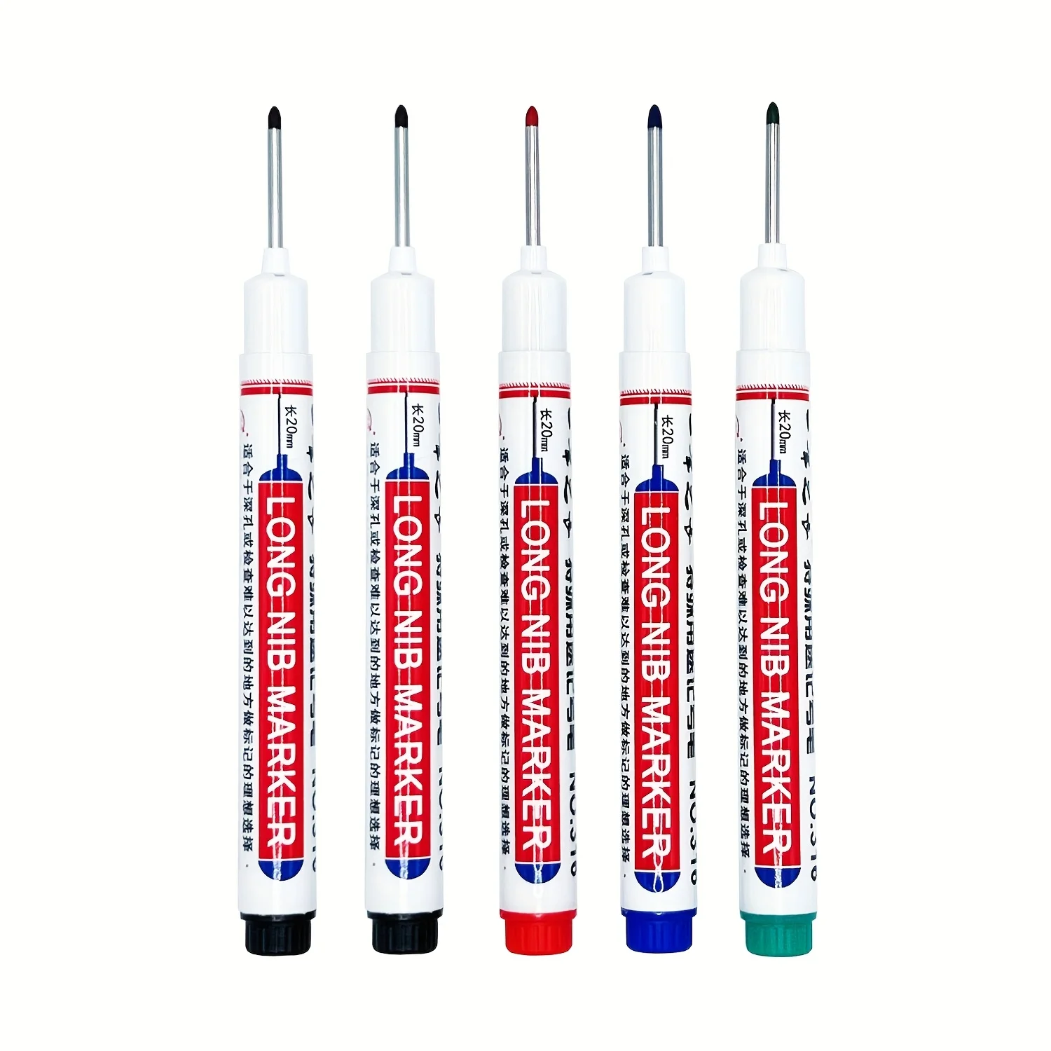 5-15 stuks 20mm Diepe Gat Lange Punt Markeringen Voor Metaal Perforeren Pen Waterdicht Badkamer Houtbewerking Decoratie Multifunctioneel
