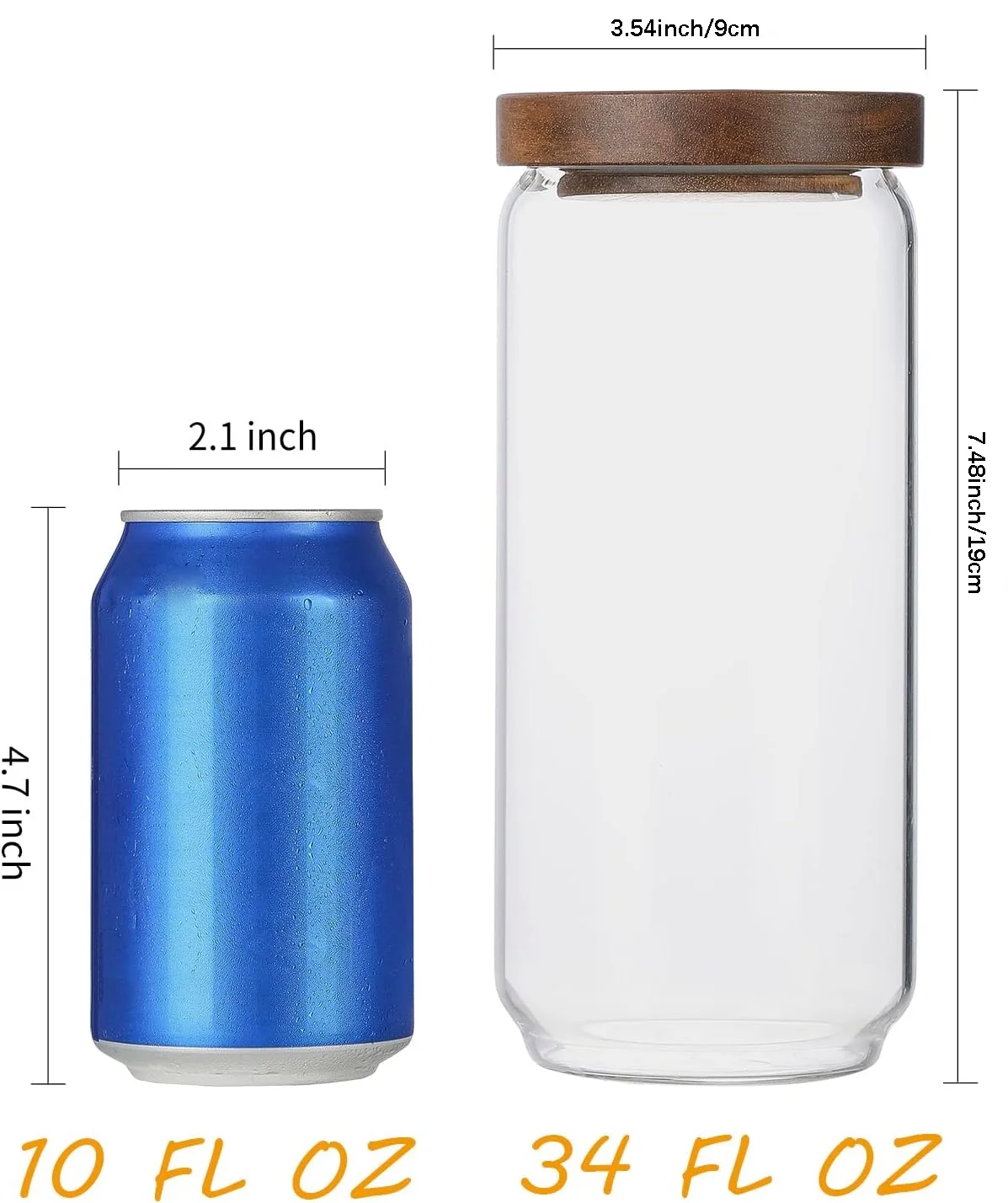 4 Pack 34 OZ Glass Jars with Wood Lids,Glass Kitchen Canisters Clear Container for Food Storage of Dry Goods, Cookie, Candy,