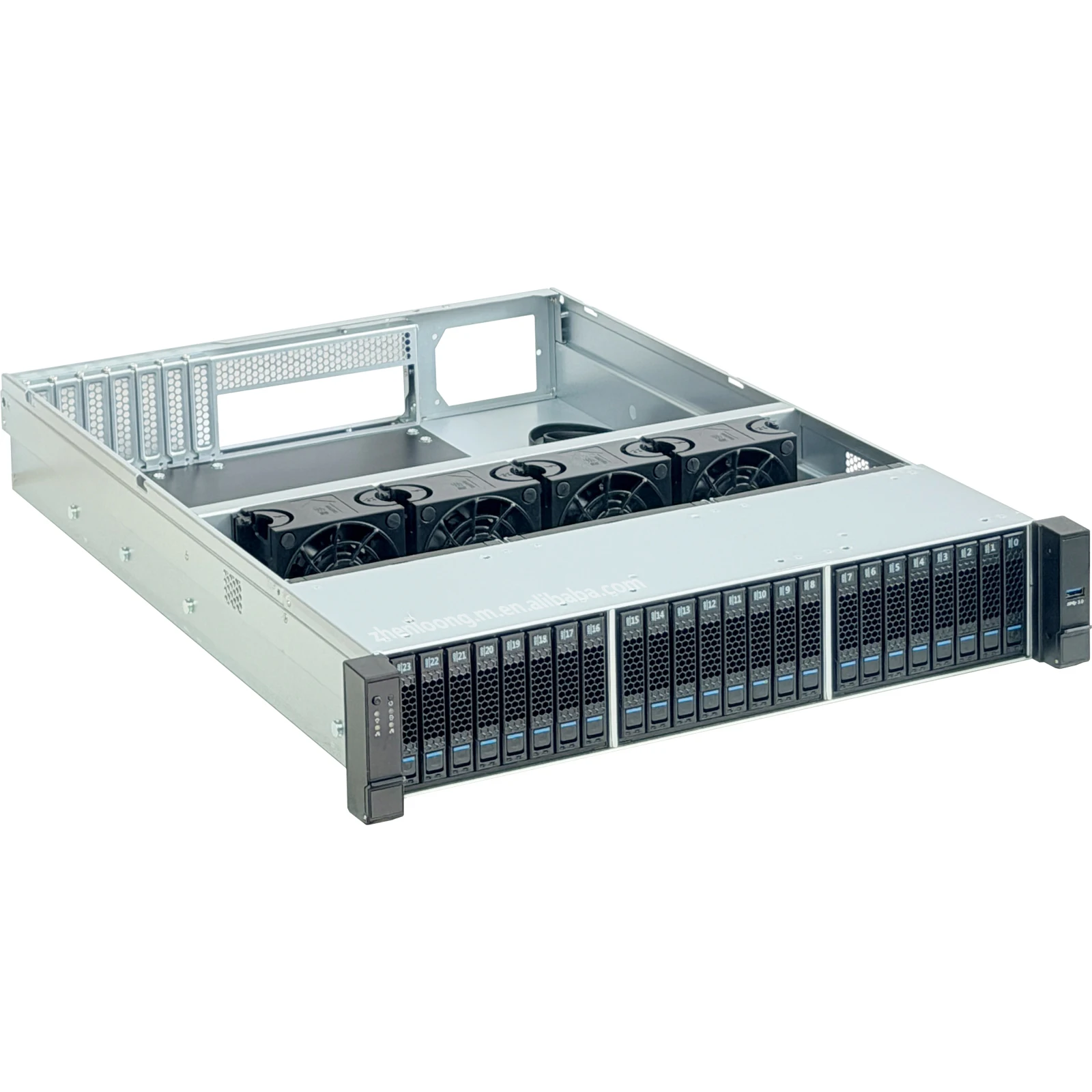 ZhenLoong SS8124 Series 2U 24 Bay SAS/SATA Hot Swappble Hard Drive Location Rack Chassis with 12Gb Backplane SFF8643 Interface