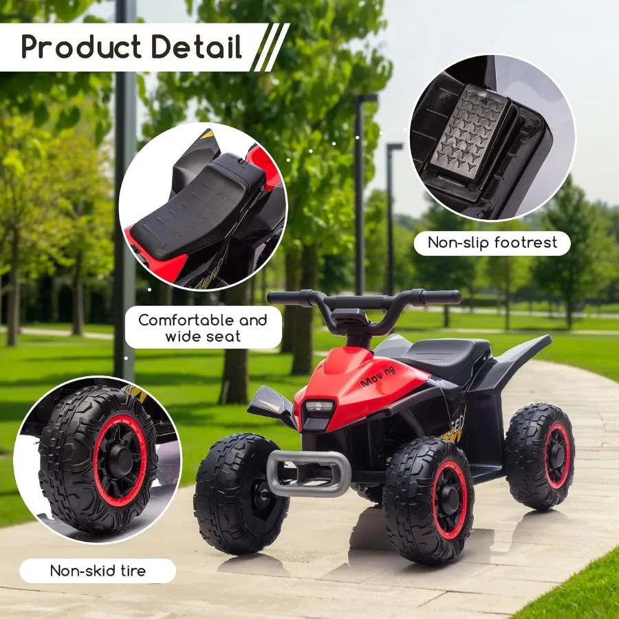 Kids Ride On Toys,6V Kids ATV Quad with Trailer for Toddlers 3 Year Old+, Electric Ride-On Car w/Wear-Resistant Tires,Music, For