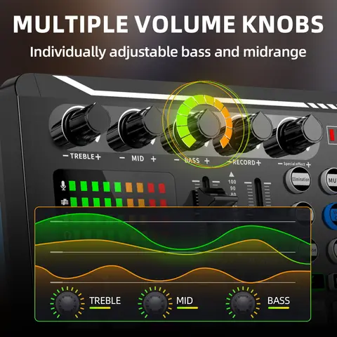 F998 Live Sound Card Mixer Kit Professional DJ Audio Console  Portable Studio Voice Mixer for Phone Computer DJ Equipment