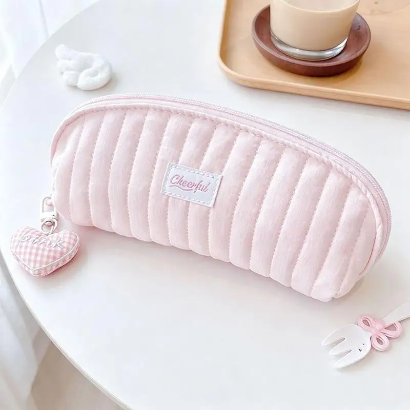 Niedliche Stifttasche mit großer Kapazität, gestepptes tragbares Federmäppchen, bonbonfarbene weiche Schreibwaren-Aufbewahrungstasche, Geschenk für Schüler. – Detail 1