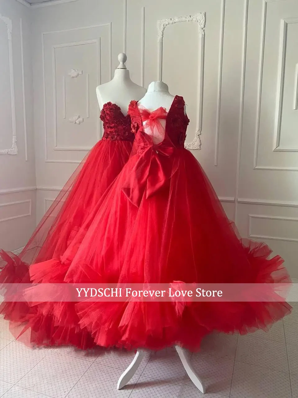 Customized Elegant Ruffles Puffy Mother And Daughter Matching Dress 2024 Special Event Birthday Party Photography Prom Gown