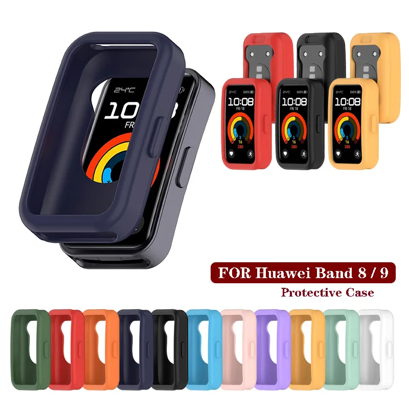 Soft Silicone Cover For Huawei Band 9 / 8 Protective Case Super Light Watch Case Decoration (Screen Protector not included)