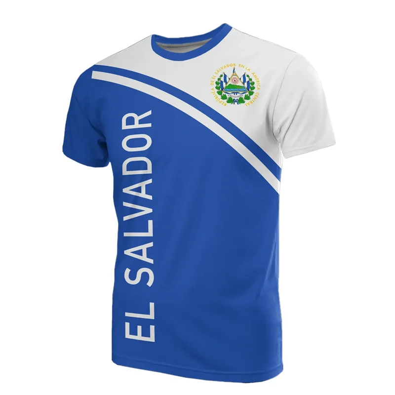 El Salvador Flag 3D Printed T Shirt For Men Outdoor Sports T-shirt Tracksuits Tops Summer Short Sleeves Oversized Tee Shirts