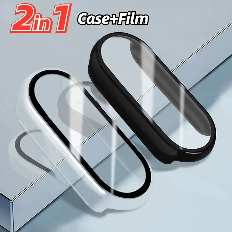 2 In1 Case Screen Protector for Xiaomi Mi Band 7 6 5 4 Case+Film Full Coverage Protective Cover for Mi Band 7 Band 6 NFC