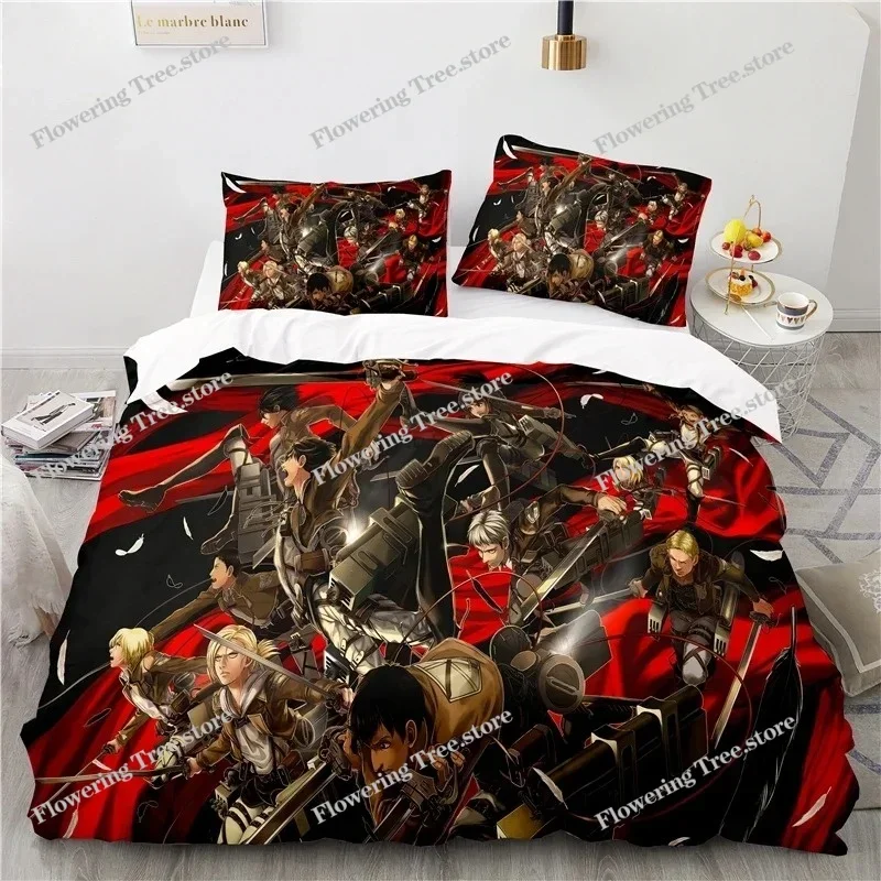 Japan Attack on Titan 3d Duvet Cover Sets Printed Bedding Set Pillowcase Twin Full Queen King Size Linen Bedclothes Dropshipping