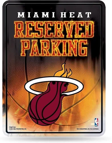 1e,Miami Heat Metal Wall Parking Sign, 8.5x11 Inch, Primary Design, Great for...
