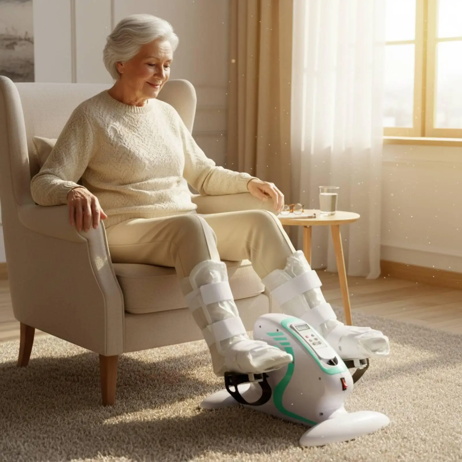 Rehabilitation Pedal Exerciser Bidirectional Electric Pedal Exerciser Adjustable Speed Electric Mini Exercise Bike for Seniors,