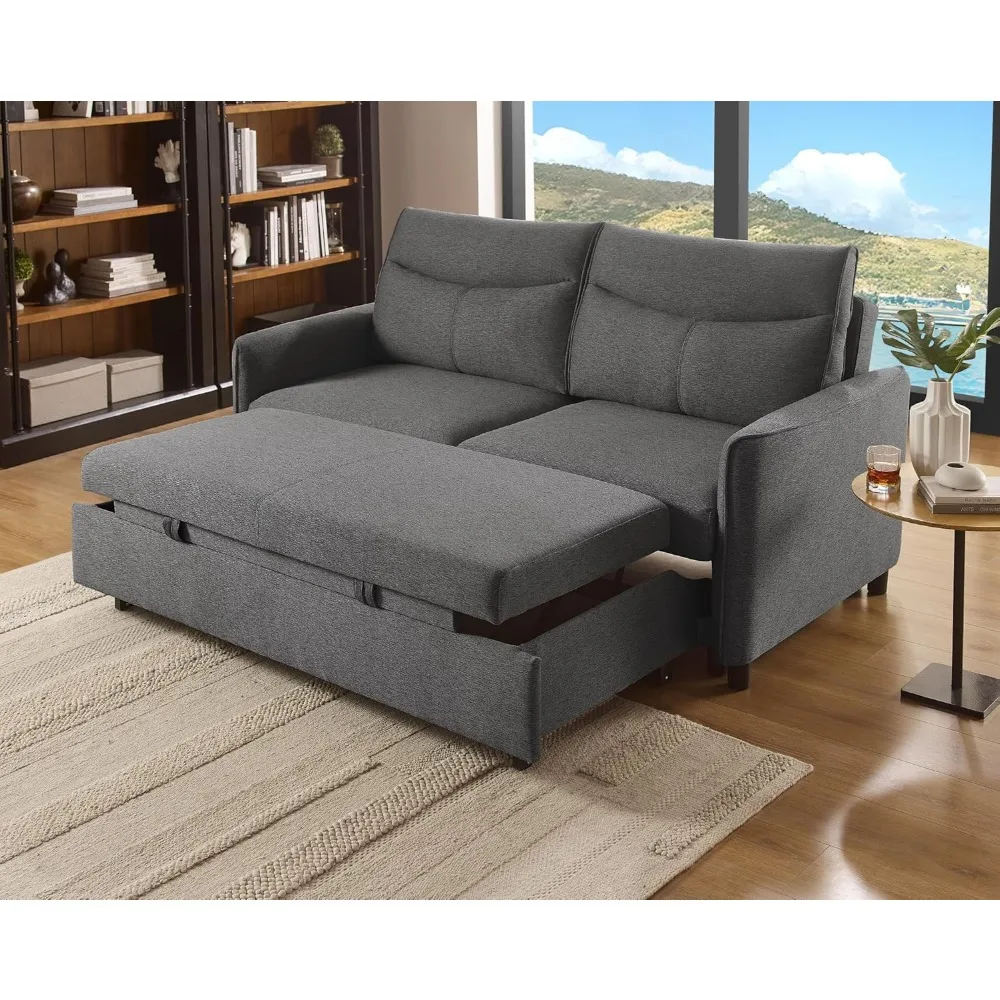 

75-Inch Queen Size Convertible Sleeper Sofa Bed, Comfortable Pull-Out Futon Loveseat, Full Love Seat for RV Small Spaces, Hide-