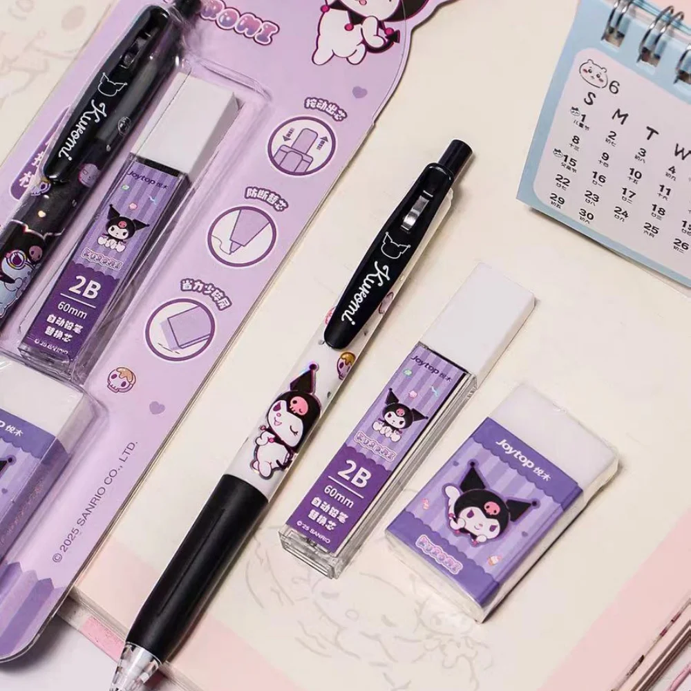 ชุดดินสออัตโนมัติคุโรมิแท้จากซานริโอ น่ารัก สไตล์การ์ตูน สำหรับนักเรียน เครื่องเขียน ดินสอ อุปกรณ์สำนักงาน ของรางวัลขายส่งสำหรับโรงเรียน