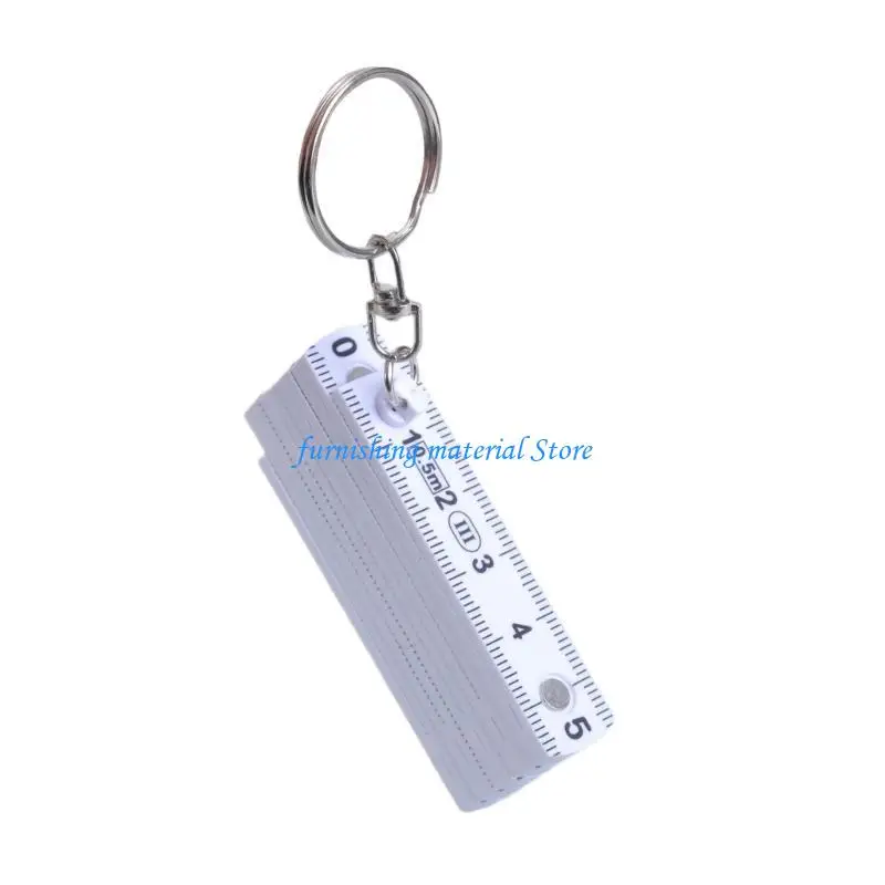 

Y5GD Portable 10 Fold Plastic Ruler Keyring Folding Ruler for Quick Measurements