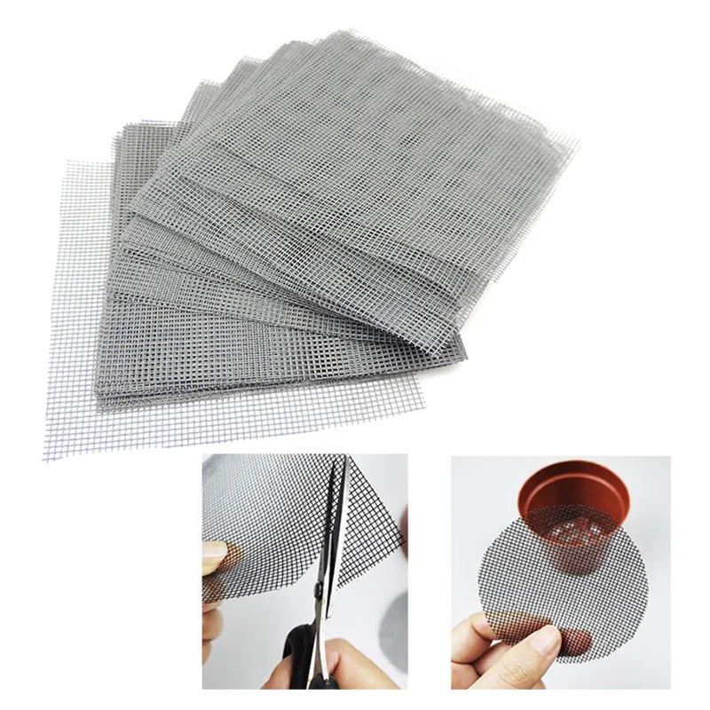 50pcs Plant Flower Pot Mesh Pad Bottom Grid Mat Drainage Screens Glass Fiber Squares for Leakproof Bonsai Anti Corrosion Gasket