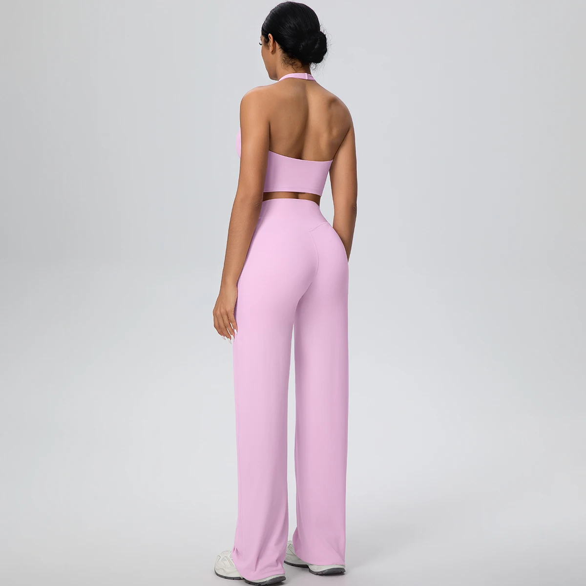 2Pieces Breathable Summer Workout Top Pants Yoga Set Yoga Underwear With Chest Pad Quick Drying Push Up Pencil Pants Yoga Set - Image 4