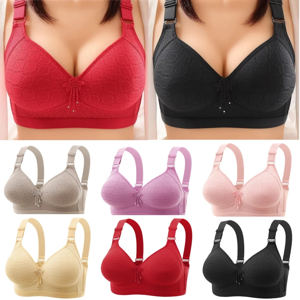 

Women Female Brassiere Large Size Women Ladies Underwear Thin Section Non-steel Ring Middle-aged and Elderly Ladies Female Bra