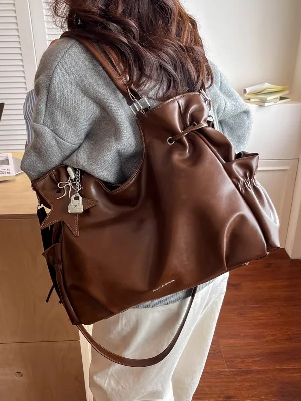 Large Capacity Casual Crossbody Bag Women's Autumn Winter Vintage 2026 New Style Single Shoulder Tote Bag for Commuting