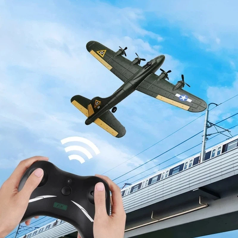 FX817 RC طائرة B17 منفذها ثابت الجناح رغوة طائرة شراعية التحكم عن بعد نموذج طائرة مع أضواء LED لعبة للهواء الطلق دائم #4