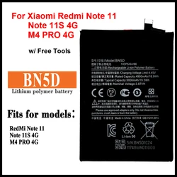 New 5000mAh BN5D Battery For Xiaomi Redmi Note 11 11S 4G M4 PRO 4G Mobile Phone Batteries + Free Tool Set