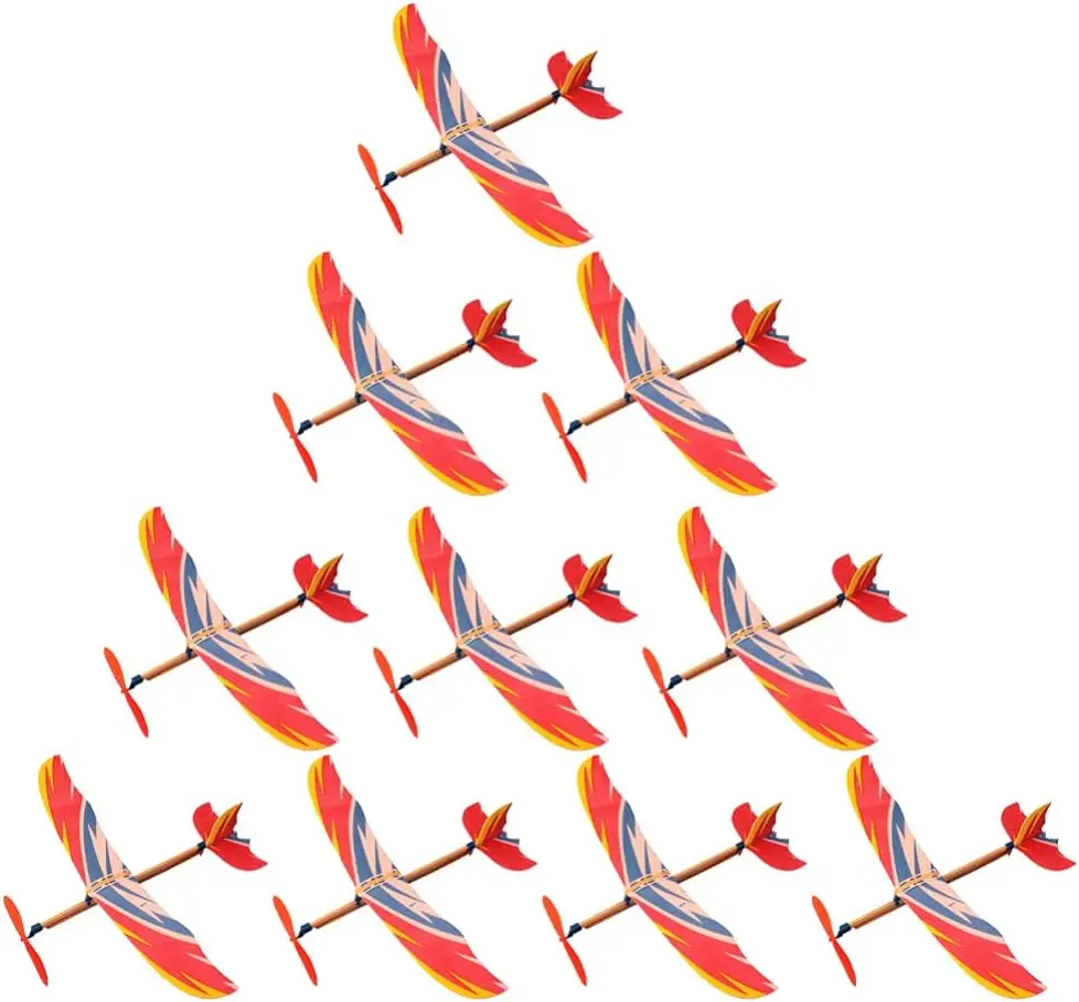 10PCS Airplane Model Rubber Band Powered Glider Planes Bomber Airplane Favor Indoor Outdoor Toys for Kids Airplane Model