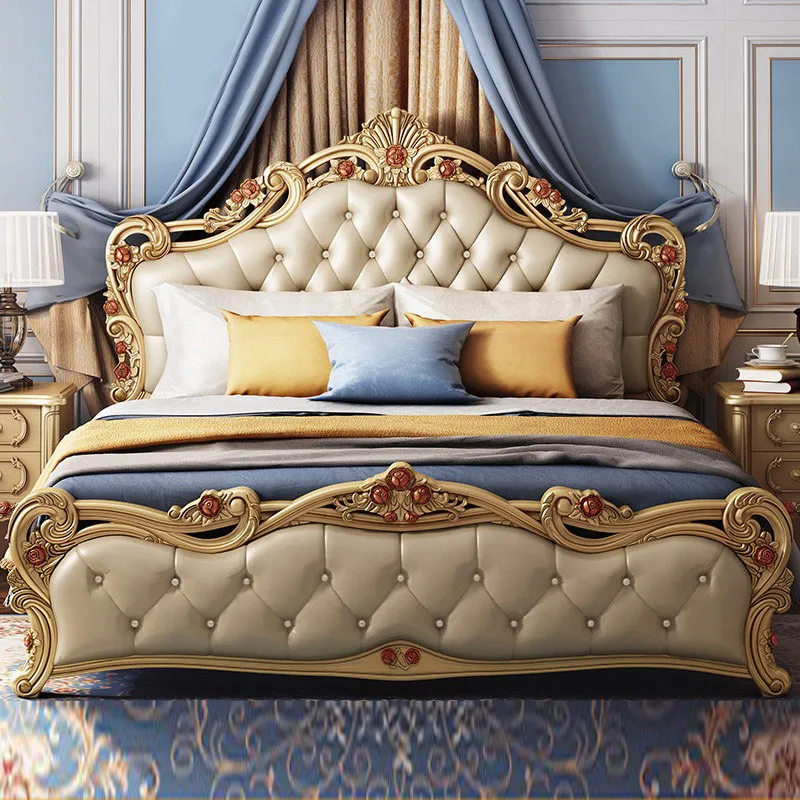 Frame Wooden Bed Luxury Double Queen Full Girls Beauty European Bed Sleeping Modern Etto Lmatrimoniale Lounge Suite Furniture