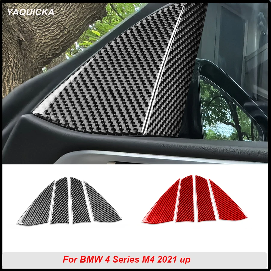 Car A Pillar Speaker Decoration Stickers For BMW 4 Series M4 2021 up Real Carbon Fiber Interior Accessories 4pcs/set