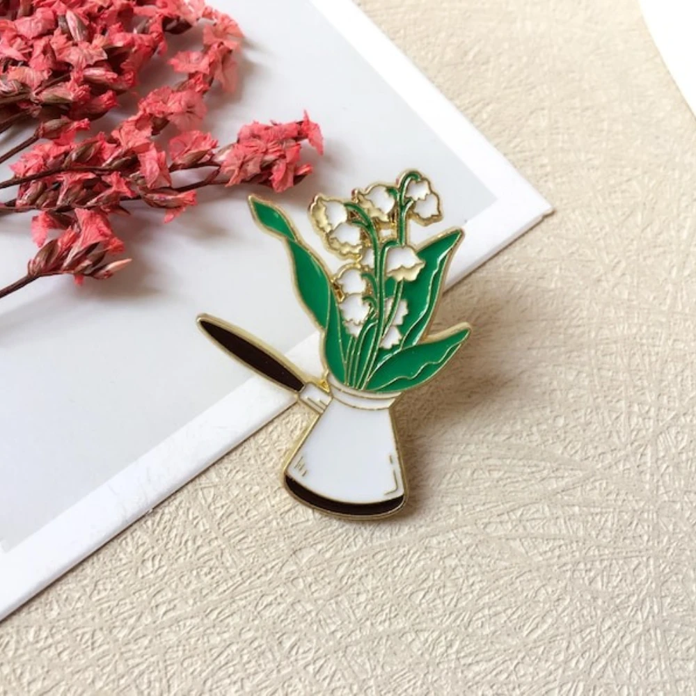 الزهور والقهوة المينا دبوس/شارة عشاق القهوة/دبوس التلبيب/دبوس طوق/مجموعة دبوس المينا مضحك/هدية عيد ميلاد لها/له