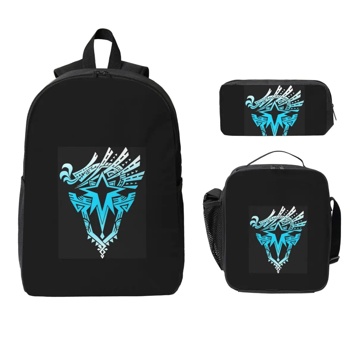 

Monster Hunter World Iceborne Backpack Boys Girls BookBag School Bag Laptop Shoulder Bags 3ps Insulated Lunch Bag Pencil Case
