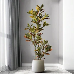 80-120cm Artificial Large Tropical Plant Branch Fake Magnolia Leaves Plastic Banyan Tree Branch for Home Garden Party Decoration